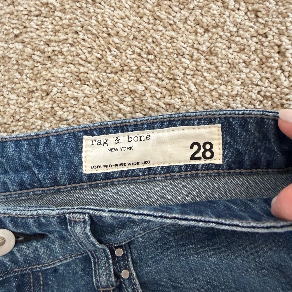 NWT Rag & Bone Embellished Wide Leg Jeans Cotton/Lyocell Size 28 - Picture 4 of 6